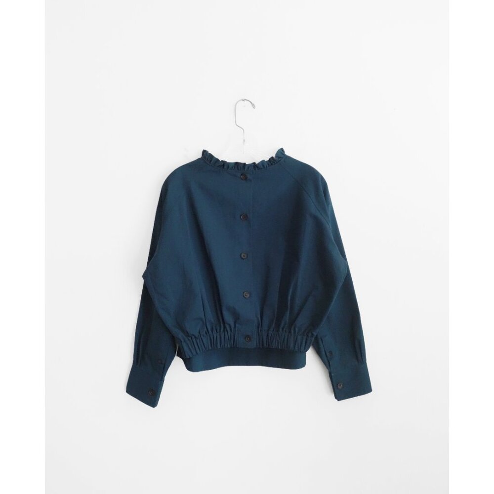 Atlantique Ascoli Prussian Blue Cotton Linen Long Sleeve Fleuret Top 3 L NWT - Picture 4 of 12